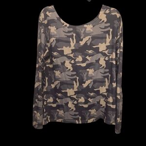 Camouflage Long Sleeve Women's Workout Top